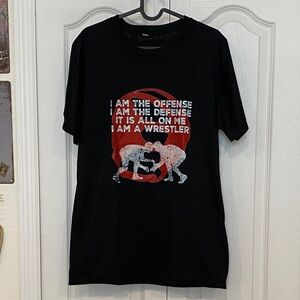 Kids Black Wrestling Graphic Tee Sz Med
